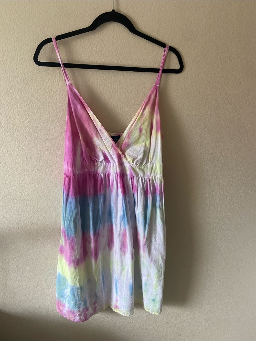 Tie-Dye Spaghetti Strap Sundress in Pastel Pink & Blue